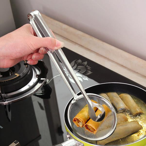 Stainless steel filter spoon with clip for kitchen use. Stainless steel filter spoon with clip for kitchen use.